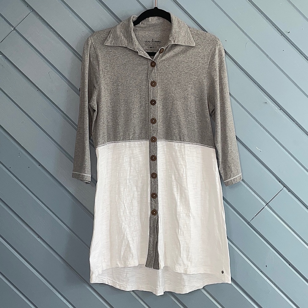 Neon Buddha Daydream 3/4 Roll Tab Sleeve lagen look white-grey tunic